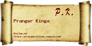Pranger Kinga névjegykártya